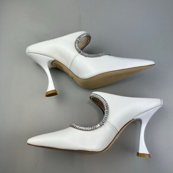 Stuart Weitzman Xcurve Crystal 100 Mule in White & Clear - Picture 7 of 10